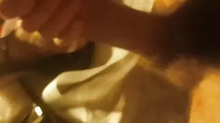 Sissy cums on stripper heels with fishnets