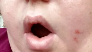 Busty fat bitch takes cum on fat lips