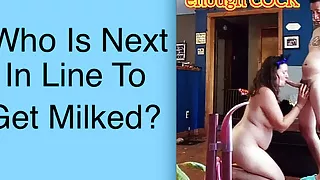 Wife sucks big hard cock on her knees looking into the camera