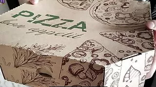 The courier confused the pizza and offered his cock to make