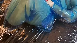 Blue Transparent PVC Plastic Masturbation