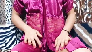 Desi Wife RITA – Solo Play in Pink Nighty