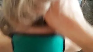 Blonde submissive slut gets her face fucked