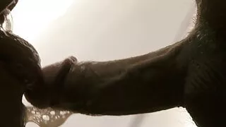 I piss my beloved whore in the mouth – close-up.