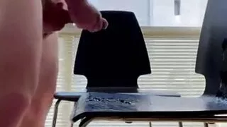 Massive cumshot on chair