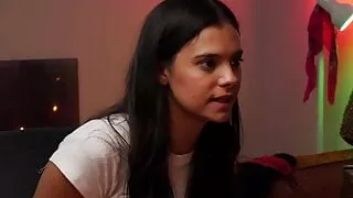 Busty Latina licks small tit psychic’s pussy to save marriage