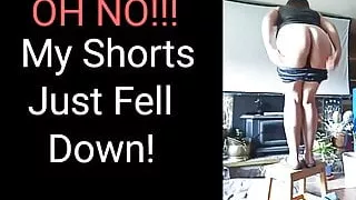 Horny Amateur Strips and Dances on a stool