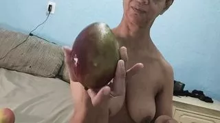 Maria Caldas inserting giant objects gaping her asshole