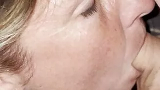 Playing with my balls while sucking cock