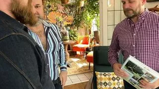 Furry Dads share a delivery guy