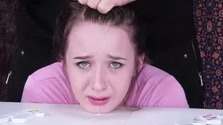 Bdsm babe gags on toy and throats dick