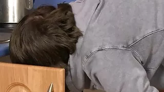 Hetero plumber rides his cock till gay cum in ass