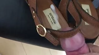 Asian beauty gets bukkake wearing her heels