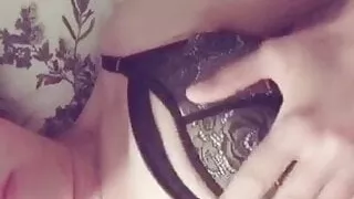 Cute girl in bra fingering her pussy