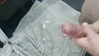 Big white cock cumming on mirror