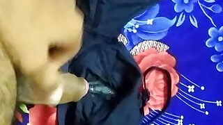 Cum on Indian sister blue bra and panty