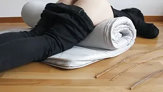 Spanking ritual: baring hairy ftm ass and assuming position