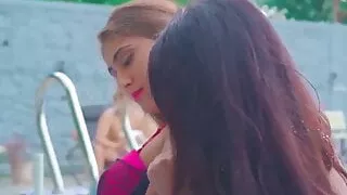Lesbian Ramona and Shweta Have Pool Sex in Front of Husband