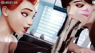 Brigitte And D.Va Know How To Handle A Big Cock