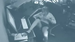 Office whore masturbates and gets caught