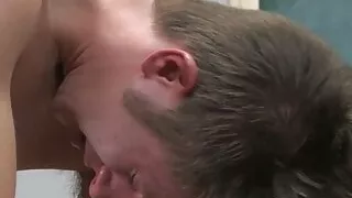 Teacher Brice Carson submits twink Kirk Taylor in classroom