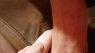 Hot milf gives footjob with panties