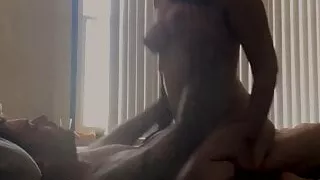 Amateur brunette MILF riding cock for an extreme orgasm