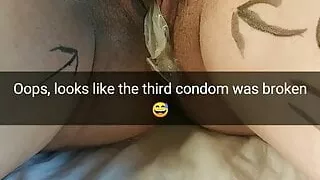 Third condom was broken and my wife takes a cheating creampie