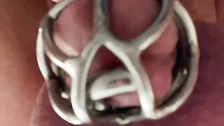 closeup anal rainbow dildo in chastity