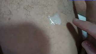 Close up Uncut oil jerk off and cum
