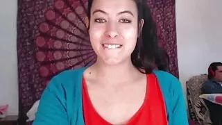 I show my tits while my stepbrother works behind me