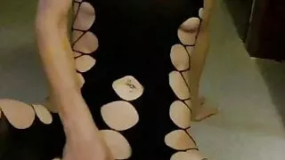 Hot milf in sexy outfit has solo orgasm