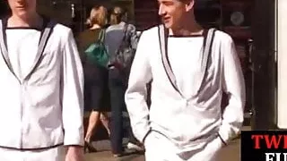 Sailor twink barebacking and shooting jizz during couple