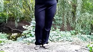 Big ass Russian milf pissing outdoors