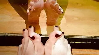 Wiggling my toes in the mirror