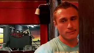 Euro mistresses toying submissive boyfriend’s butt in threeway