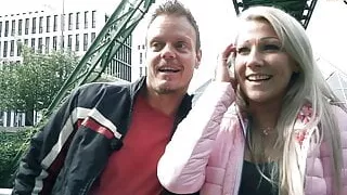 STREET FLIRT - Petite blonde teen picked up for anal threesome