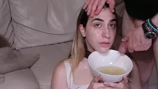 Ass licking teen sub gets a facial