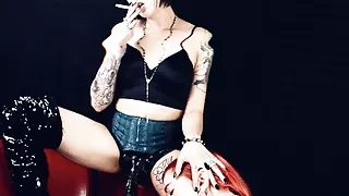 Smoking FETISH: Kneel, Smoke, DEEPTHROAT : LESBIAN DOMINA