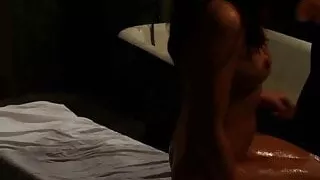 Lesbian Madame In Leather Outfit Gives Massage To Slave