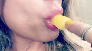 Sucking banana
