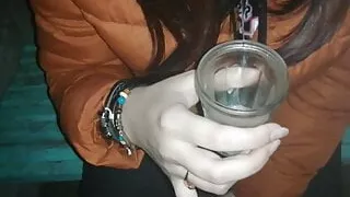 I spat the sperm into a glass and left it