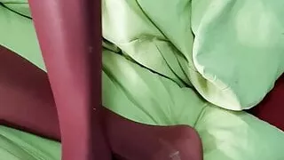 My Feet in a purple pantyhose – close-up