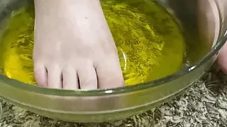 Yellow Jell-O between my toes!