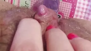 fucking her pussy with my little dildo