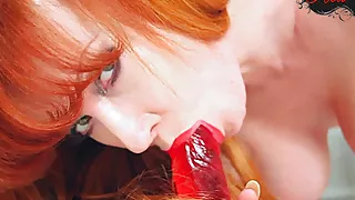 Big tit mature Red XXX gets off in her sexy nylons