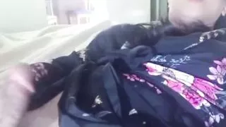 solo ladyboy masturbate her cock and cum in her bedroom