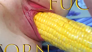 Extreme fuck with corn cob