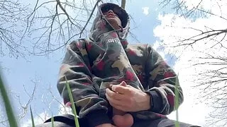 Sweet Boy Jerking his Big Dick (23cm) Outdoor