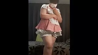 Chubby Femboy in Cute Short Dress & Bloomers